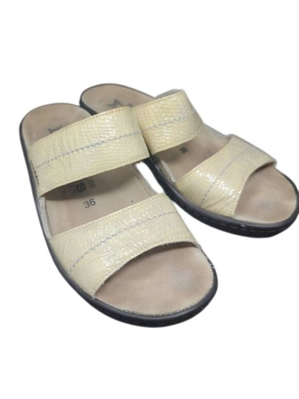 Mephisto Mobils Womens Beige Leather Slide Sandals Size 6